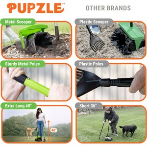 Pupzle Dog Pooper Scooper with Bag Attachment, Lavender Scented, Green, 25 Refill bags