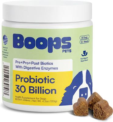 BOOPS PETS Probiotic 30 Billion CFU with 12 Strains + Prebiotic