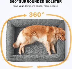 JOEJOY Egg Crate Foam Square Orthopedic Bolster Dog Bed with Removable Cover, Grey, 42 x 32 x 7.5-in slide 2 of 9