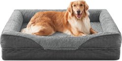 JOEJOY Egg Crate Foam Square Orthopedic Bolster Dog Bed with Removable Cover, Grey, 42 x 32 x 7.5-in