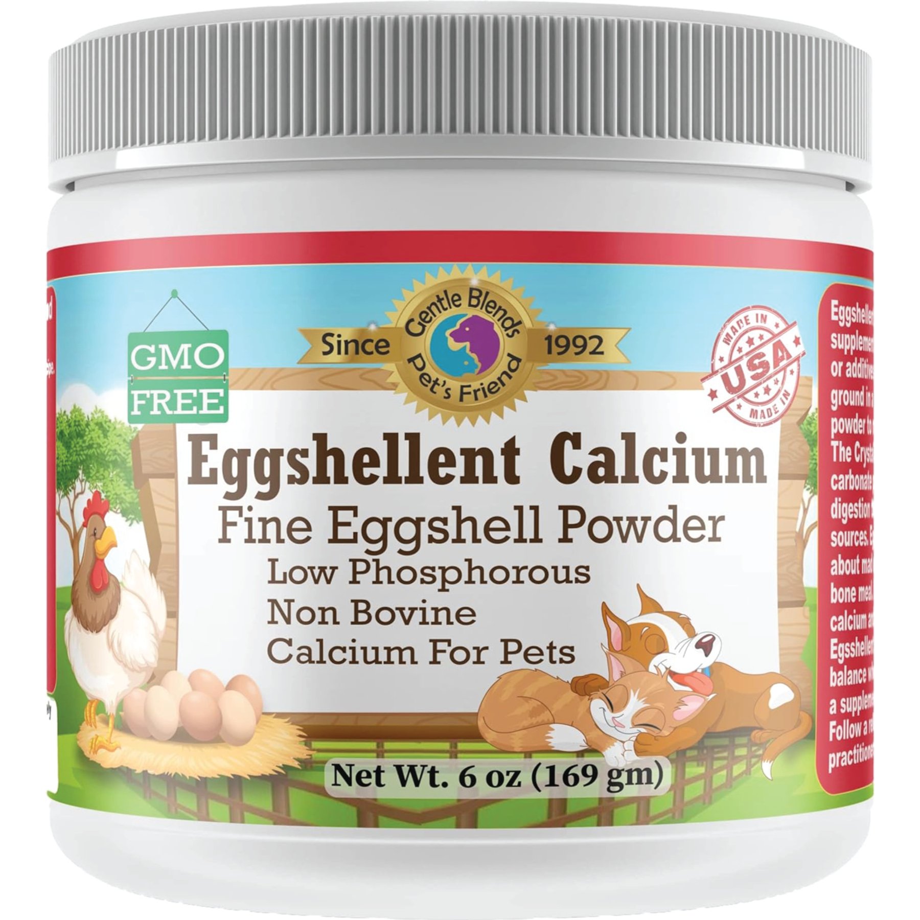 Pets Friend Eggshellent Calcium Powder Supplement for Dogs & Cats, 6-oz jar