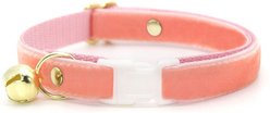 Made By Cleo Velvet Adjustable Cat Collar, 8 to 13-in neck, 1/2-in wide, Peach Coral Pink