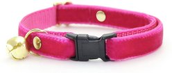 Made By Cleo Velvet Adjustable Cat Collar, 8 to 13-in neck, 1/2-in wide, Azalea