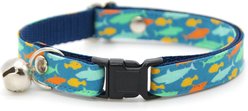 Made By Cleo Fintastic Adjustable Cat Collar, 8 to 13-in neck, 1/2-in wide