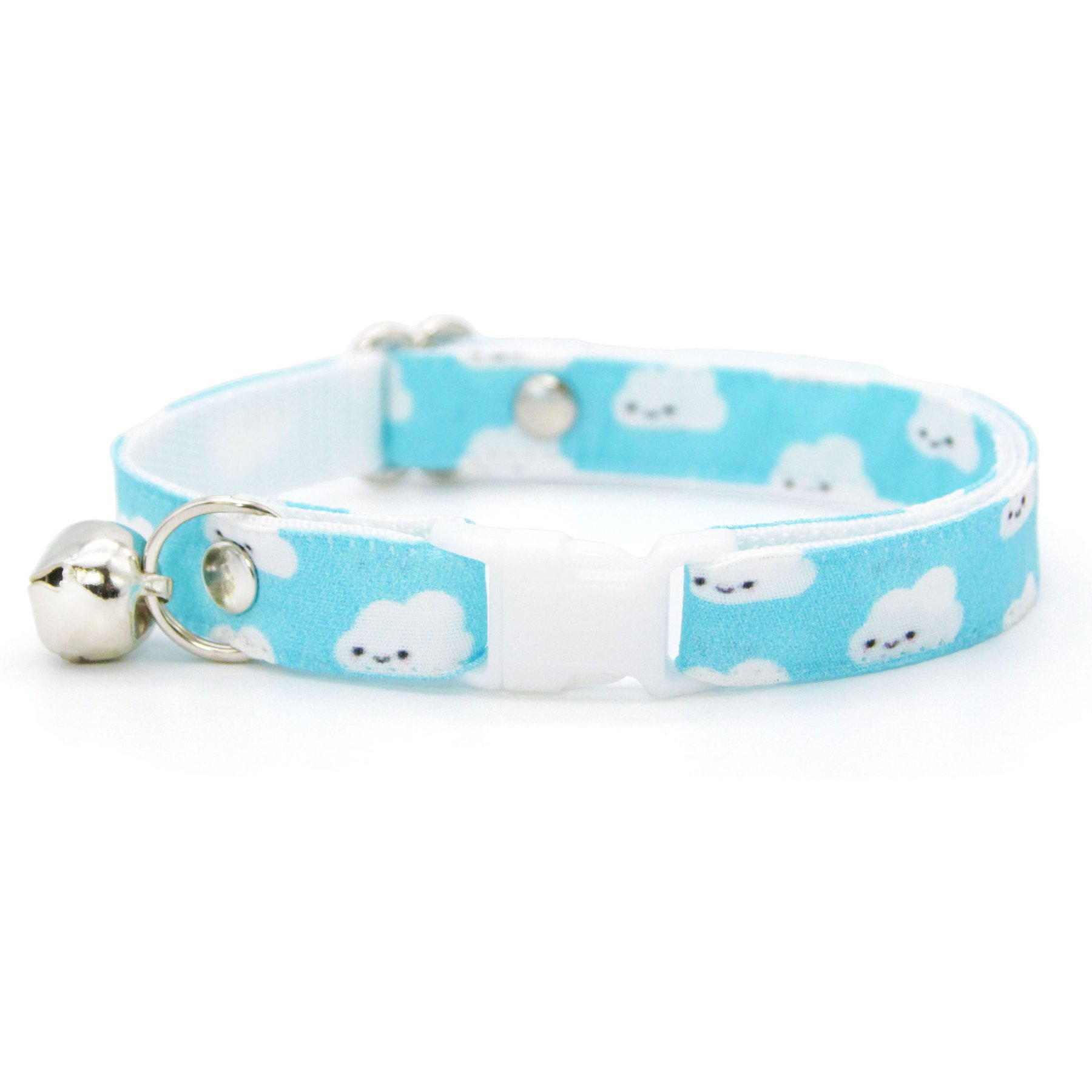 Made By Cleo Happy Clouds Adjustable Cat Collar, 8 to 13-in neck, 1/2-in wide