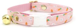 Made By Cleo Bunnies & Carrots Adjustable Cat Collar, 8 to 13-in neck, 1/2-in wide, Pink