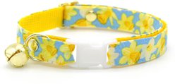 Made By Cleo Daffodils Adjustable Cat Collar, 8 to 13-in neck, 1/2-in wide