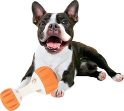 allforpaws Treat Hider Treat Ball Dumbell Dog Toy, Orange, 7.5 x 3.9 x 4.3-in slide 2 of 9