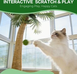 PatiencET Curved Palm Tree 32-in Sisal Cat Scratching Post with Interactive Ball, Green, Large slide 2 of 7