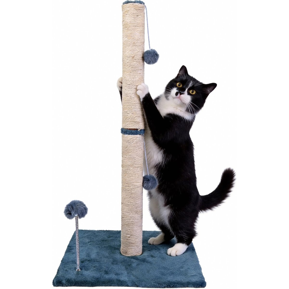 PatiencET 32-in Basic Sisal Cat Scratching Post with Hanging Toy, Grey, Large