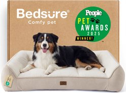 Bedsure SupportMax Orthopedic Waterproof Removable Cover Dog Bed, Beige, X-Large
