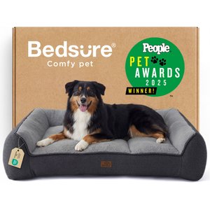 Bedsure SupportMax Orthopedic Waterproof Removable Cover Dog Bed, Grey, X-Large