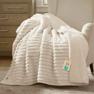 Bedsure ComfyFleece Waterproof Dog & Cat Blanket, Cream, Large