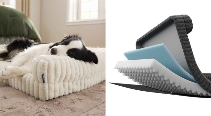 Bedsure Orthopedic Bolster Dog Bed with Removable Cover