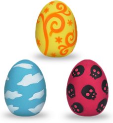 SunGrow Soft Rubber Bouncy Egg Ball Dog Squeaky Chew Toys for Interactive Fetch Play, 3 count