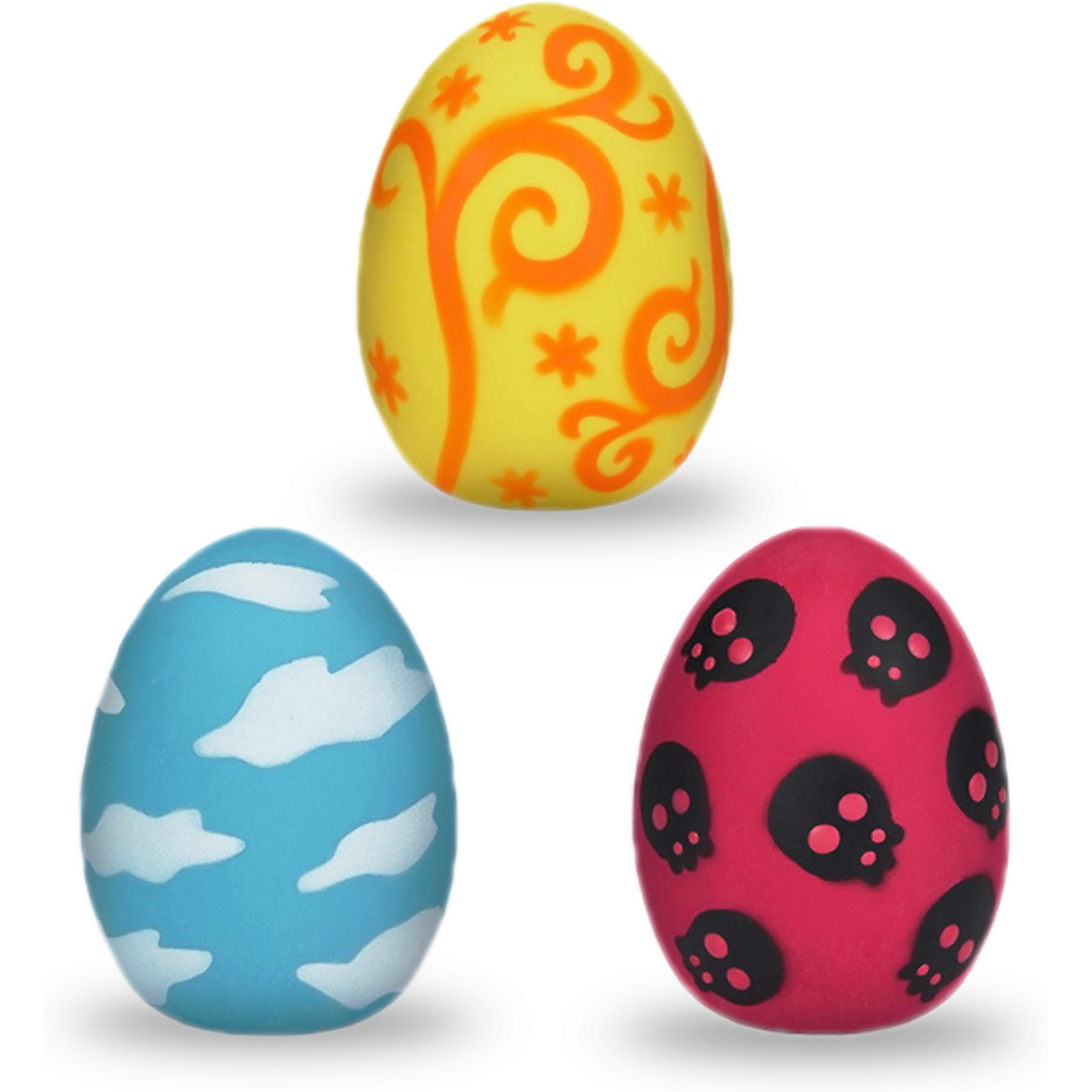 SunGrow Soft Rubber Bouncy Egg Shape Squeaky Ball Dog Interactive Ball Toy for Fetch, 3 count