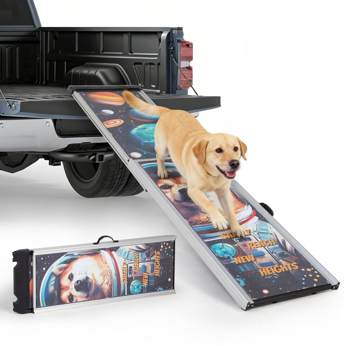COZIWOW Extra-Long Telescoping Aluminum Foldable Travel Dog Car