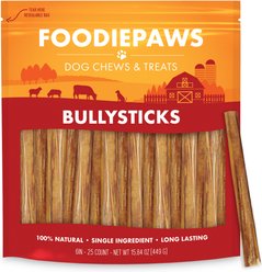 Foodiepaws 6-in Beef Bully Sticks Dog Treats, 25 count