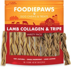 Foodiepaws Variety Pack 6-in Lamb Collagen & Tripe Sticks Natural Dog Chew Treats, 10 count