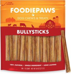 Foodiepaws 6-in Beef Bully Sticks Dog Treats, 15 count