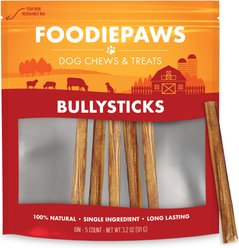 Foodiepaws 6-in Beef Bully Sticks Dog Treats, 5 count