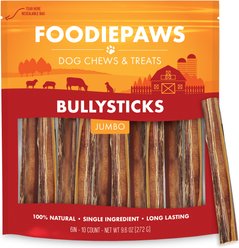 Foodiepaws 6-in Jumbo Beef Bully Sticks Dog Treats, 10 count
