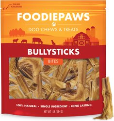 Foodiepaws 2 to 3-in Beef Bully Sticks Bites Dog Treats, 1-lb bag