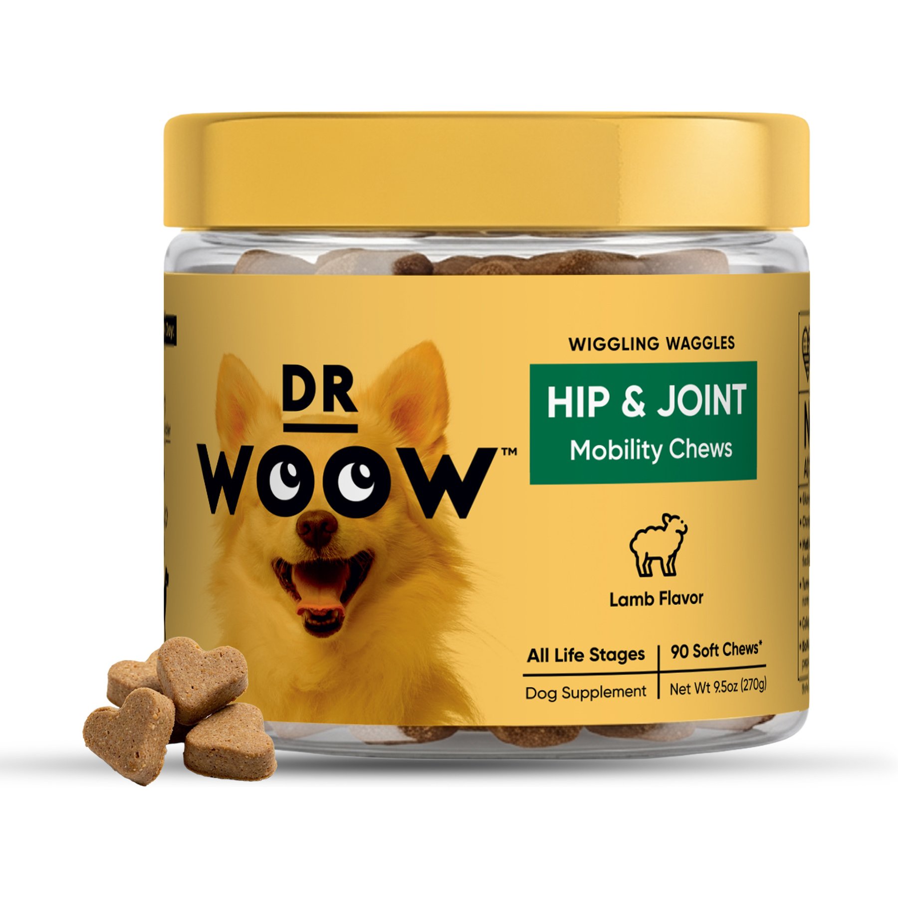 Dr Woow Hip & Joint Lamb Flavored Soft Chew Joint Supplement for Dogs, 90 count