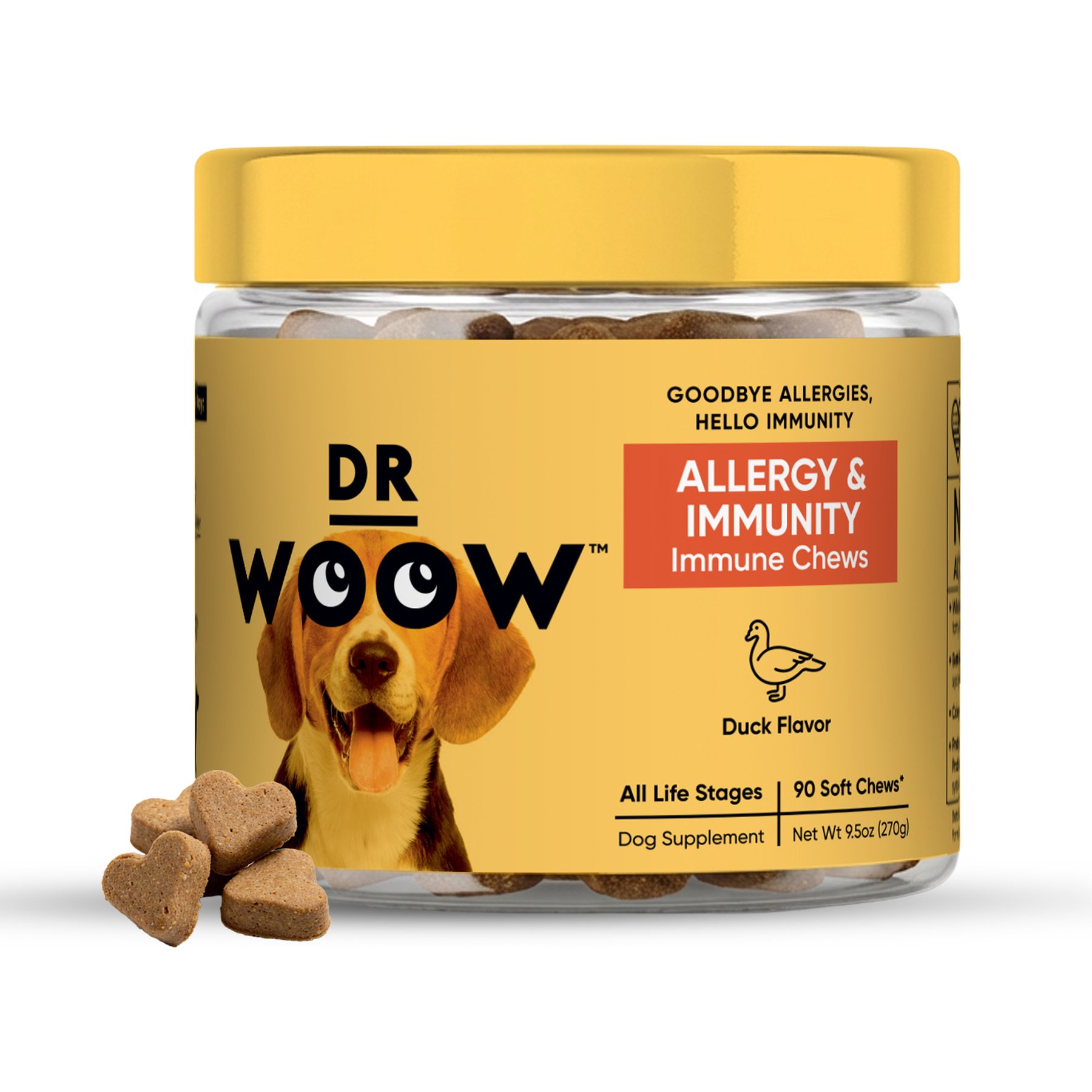 Dr Woow Duck Flavored Soft Chew Allergy & Immune Supplement for Dogs, 90 count