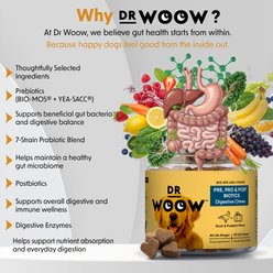 Dr Woow Pre, Pro & Post Biotics Duck & Pumpkin Flavor Soft Chew Digestion Supplement for Dogs, 90 count slide 2 of 9