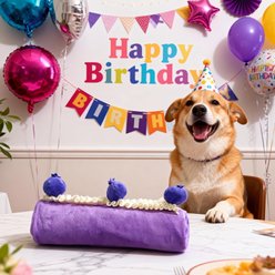 Nocciola Blueberry Swiss Roll Snuffle Mat & Crinkle Paper Squeaky Dog Enrichment Plush Toy, Purple slide 2 of 7