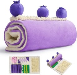 Nocciola Blueberry Swiss Roll Snuffle Mat & Crinkle Paper Squeaky Dog Enrichment Plush Toy, Purple