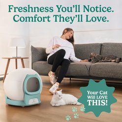 Petcove Self-Cleaning App-Controlled, Multi-Cat, WiFi Compatible Cat Litter Box with Auto Safety Sensors, Large, Turquoise slide 2 of 9