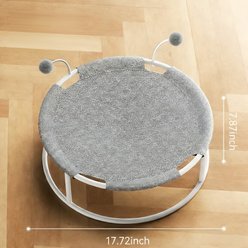 NonoPets Elevated Orthopedic Mesh Round Lounger Cat Hammock Bed with Integrated Play Pom-Poms, Grey slide 2 of 4