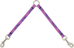 LupinePet Reflective Paws Dog Leash Coupler, Pink Paws, 18-in long, 1/2-in wide