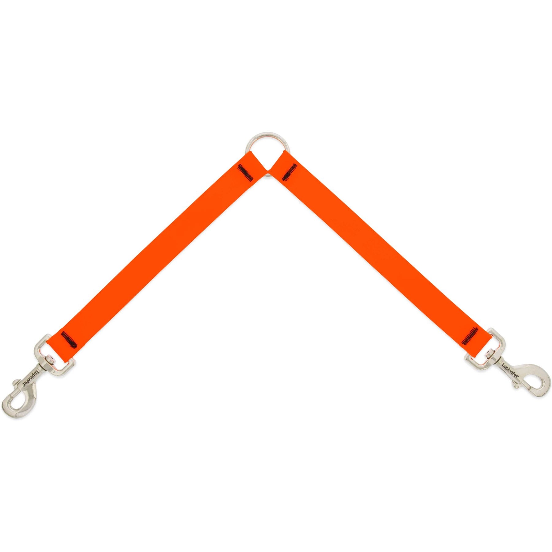 LupinePet Waterproof BioThane Dog Leash Coupler, Neon Orange, 24-in long, 1-in wide