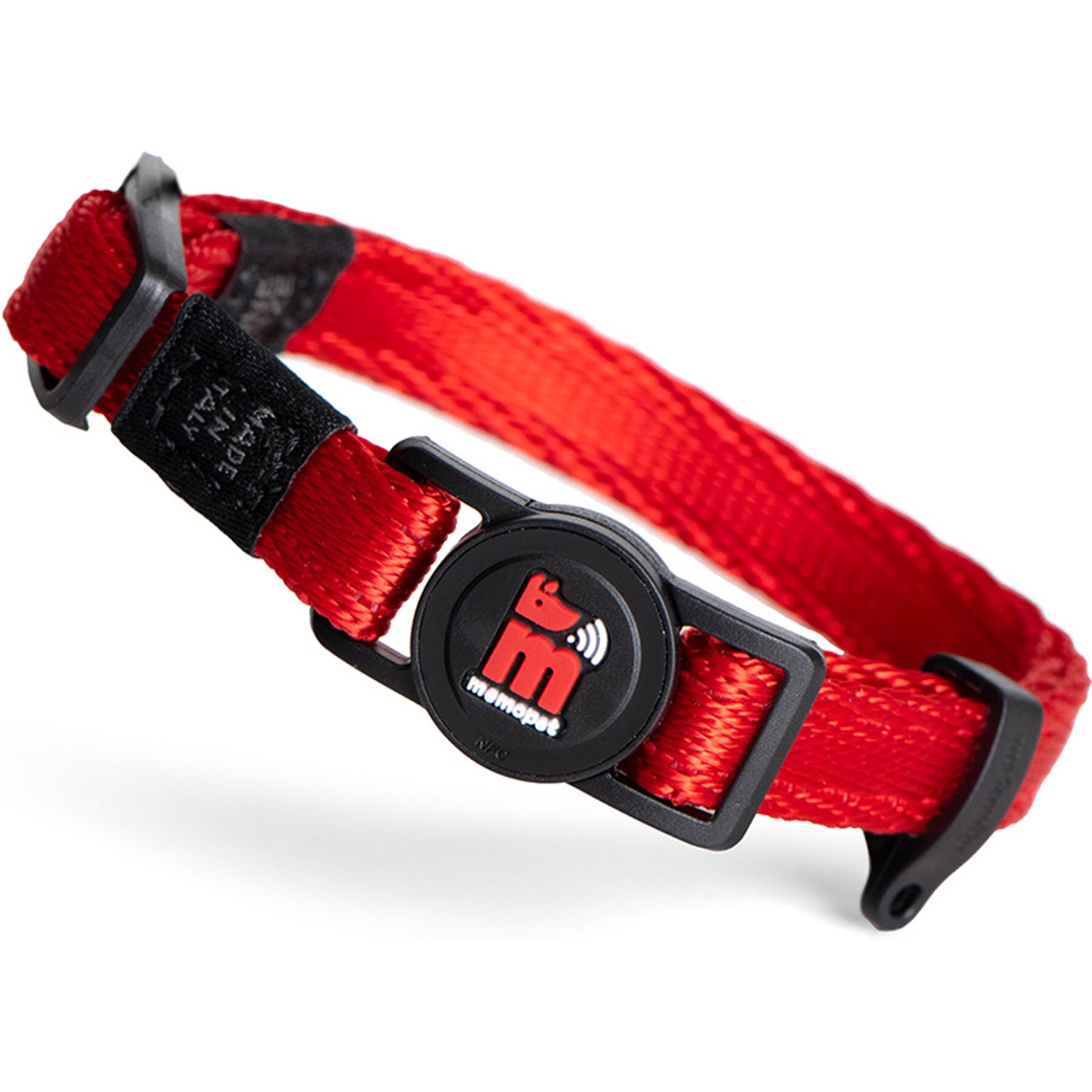 myfamily Memopet Cat Collar, 8 to 12-in neck, 2/5-in wide, Red