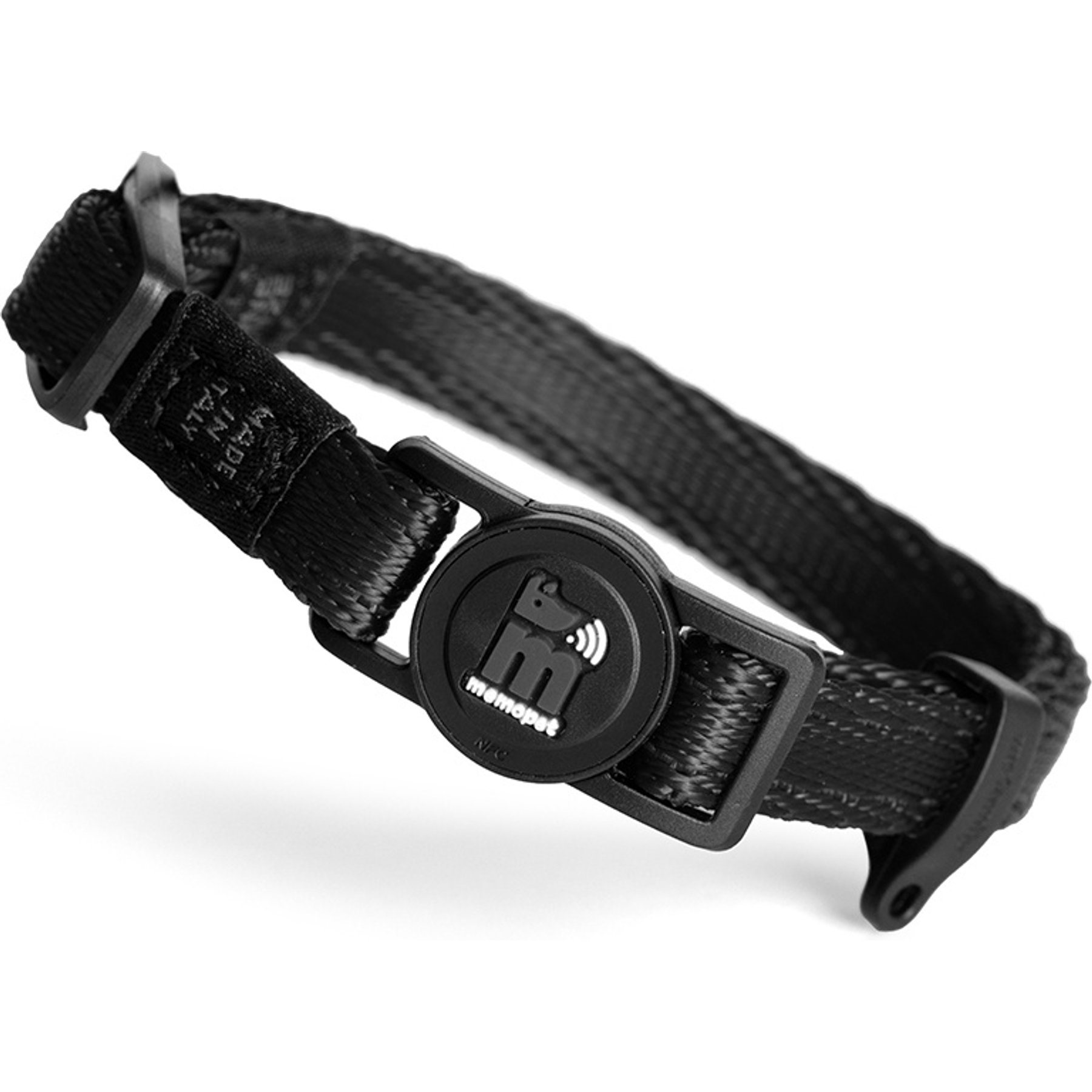 myfamily Memopet Cat Collar, 8 to 12-in neck, 2/5-in wide, Black