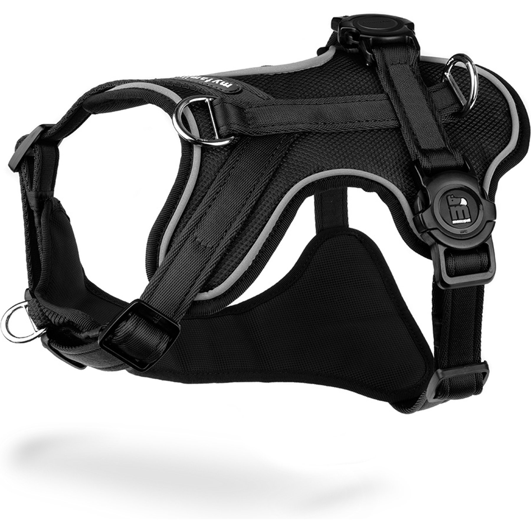 myfamily Memopet H Dog Harness, Black, X-Small: 13 to 17.3-in chest