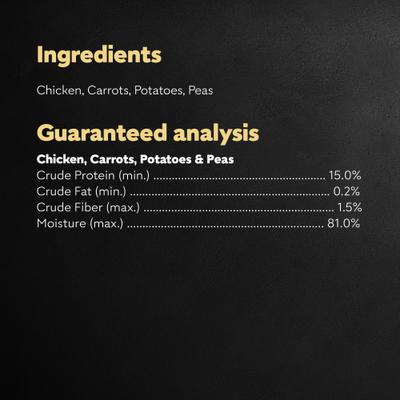 Show full view: Cesar Simply Crafted Chicken, Carrots, Potatoes, & Peas Wet Dog Food Topper, 8.82-oz pouch slide 7 of 10