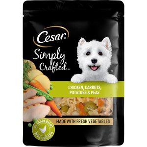 Cesar Simply Crafted Chicken, Carrots, Potatoes, & Peas Wet Dog Food Topper, 8.82-oz pouch