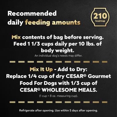 Show full view: Cesar Wholesome Meals Chicken, Carrots, Barley & Green Beans Recipe Wet Dog Food, 17.6-oz pouch slide 8 of 10
