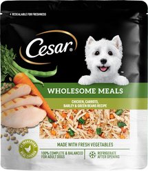 Cesar Wholesome Meals Chicken, Carrots, Barley & Green Beans Recipe Wet Dog Food, 17.6-oz pouch