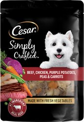 Cesar Simply Crafted Beef, Chicken, Purple Potatoes, Peas & Carrots Wet Dog Food Topper, 8.82-oz pouch