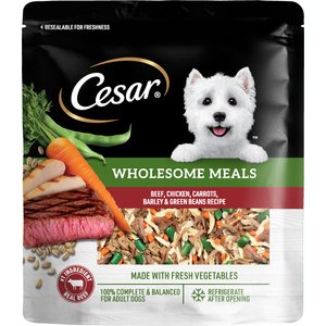 Cesar Wholesome Meals Beef, Chicken, Carrots, Barley & Green Beans Recipe Wet Dog Food, 17.6-oz pouch