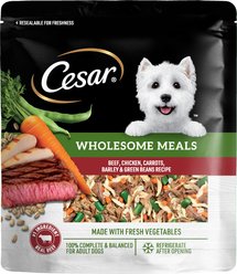 Cesar Wholesome Meals Beef, Chicken, Carrots, Barley & Green Beans Recipe Wet Dog Food, 17.6-oz pouch