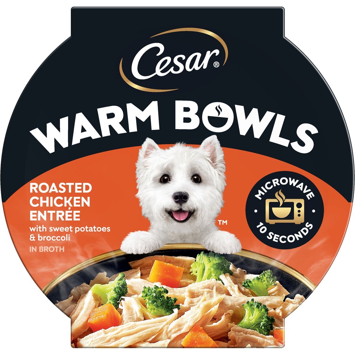 Cesar Warm Bowls Roasted Chicken Entree Shredded Wet Dog Food Trays, 2.7-oz tray, case of 10