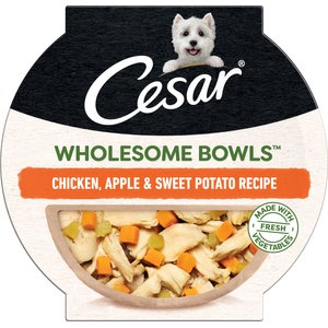 Cesar Wholesome Bowls Chicken, Apple & Sweet Potato Recipe Small Breed Adult Soft Wet Dog Food, 3-oz bowl, case of 10