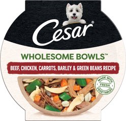 Cesar Wholesome Bowls Beef, Chicken, Carrots, Barley & Green Beans Recipe Small Breed Adult Soft Wet Dog Food, 3-oz bowl, case of 10