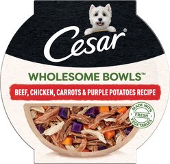 Cesar Wholesome Bowls Beef, Chicken, Potatoes & Carrots Recipe Small Breed Adult Wet Dog Food, 3-oz tray, case of 10